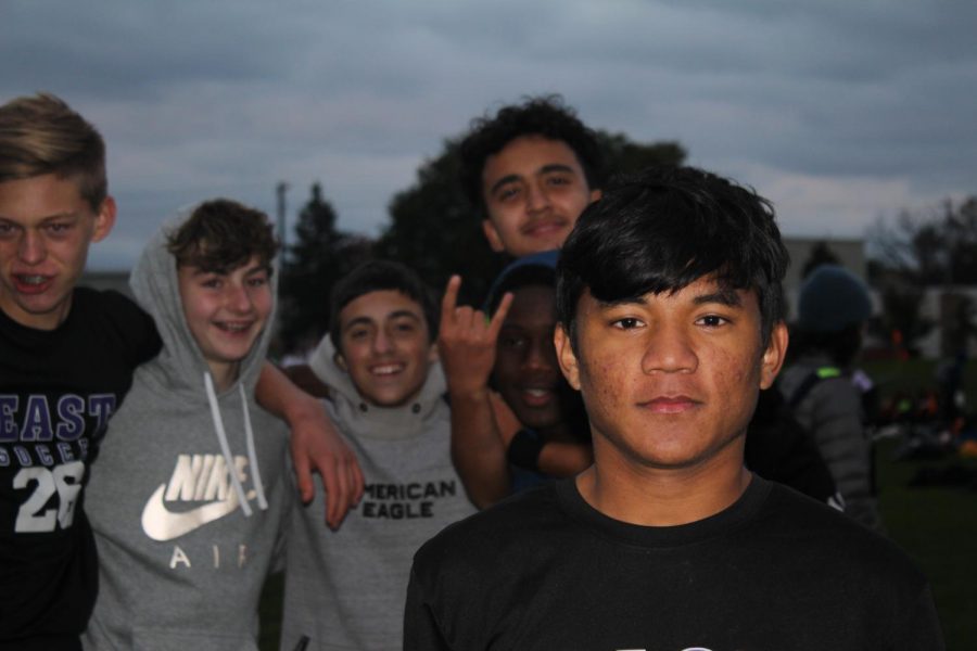 Freshmen Toby Rothman, Logan Olivera, Abdul Musawer and Srijan Darai shown here as they cheerfully wait to get put in to play in the freshman boys soccer game on Oct. 15.  