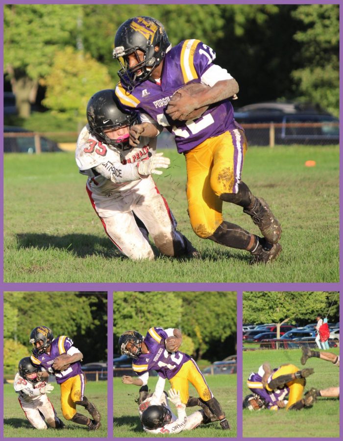 Even though #12 got tackled by #35 from Sun Prairie, his successful catch and run helped the team gain the first down. 