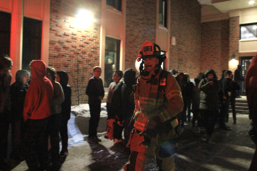 Students%2C+staff+and+basketball+spectators+alike+had+to+evacuate+East+High+around+6+p.m.+last+night+while+members+of+the+Madison+fire+department+investigated+inside.